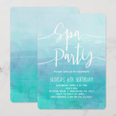 Spa Party Invitation Blue Waterverf Spa Verjaardag Kaart (Voorkant / Achterkant)