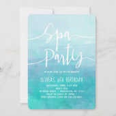 Spa Party Invitation Blue Waterverf Spa Verjaardag Kaart (Voorkant)