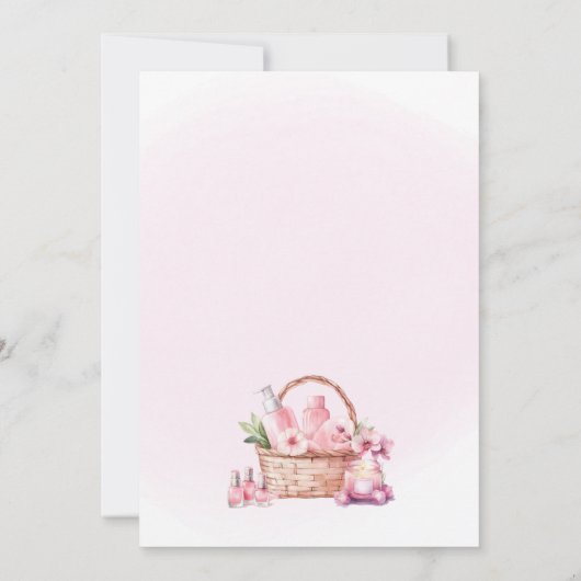 Spa Party Invitation - Cherry Blossom Pamper Party Kaart (Achterkant)