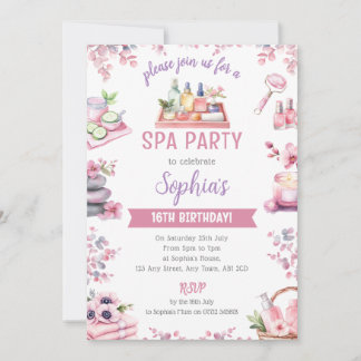 Spa Party Invitation - Cherry Blossom Pamper Party Kaart
