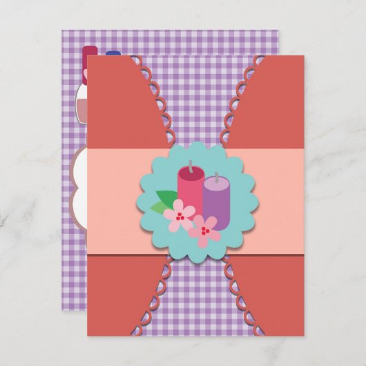 Spa Party Invitation for Kids Kaart (Voorkant / Achterkant)