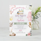 Spa Party Invitation, Natural Calm Refresh Pamper Kaart (Staand voorkant)