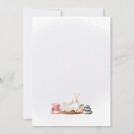 Spa Party Invitation, Natural Calm Refresh Pamper Kaart (Achterkant)