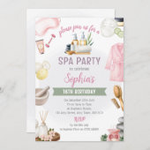 Spa Party Invitation, Natural Calm Refresh Pamper Kaart (Voorkant / Achterkant)