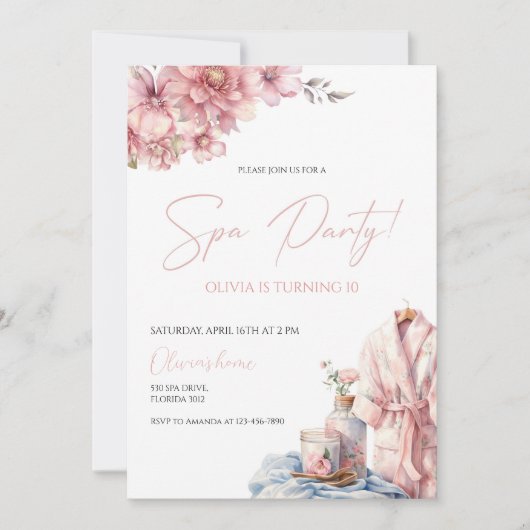 Spa Party Kids Birthday Uitnodiging (Voorkant)