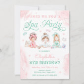 Spa Party Kids Verjaardagsfeestje Roze Kaart (Voorkant)