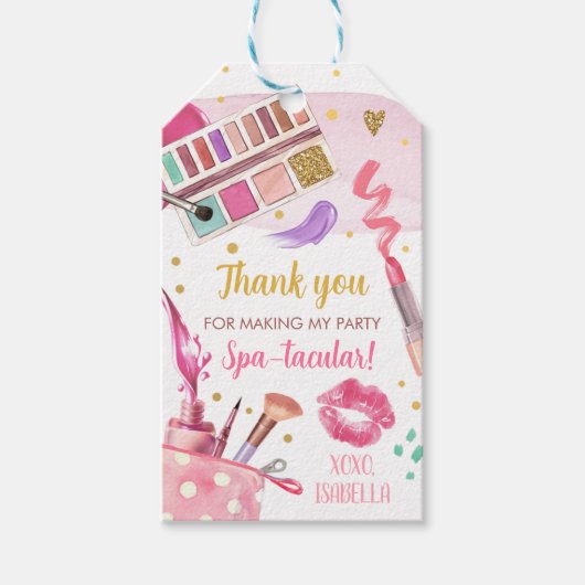 Spa Party Meisje Glamour Make-up Verjaardagsfeest Cadeaulabel (Voorkant)