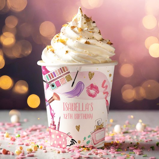 Spa Party Meisje Glamour Make-up Verjaardagsfeest Papieren Bekers