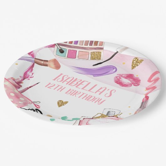 Spa Party Meisje Glamour Make-up Verjaardagsfeest Papieren Bordje (Gekanteld)