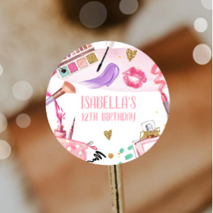 Spa Party Meisje Glamour Make-up Verjaardagsfeest Ronde Sticker