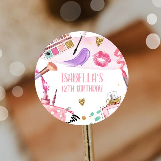 Spa Party Meisje Glamour Make-up Verjaardagsfeest Ronde Sticker