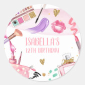 Spa Party Meisje Glamour Make-up Verjaardagsfeest Ronde Sticker (Voorkant)