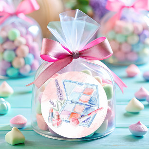 Spa Party Meisje Make-up Pastel Ronde Sticker