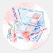Spa Party Meisje Make-up Pastel Ronde Sticker (Voorkant)