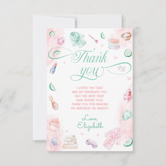 Spa Party Meisje Verjaardag Bedankt Card Kaart (Voorkant)