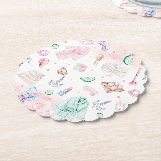 Spa Party Meisje Verjaardag Kartonnen Onderzetters (Gekanteld)