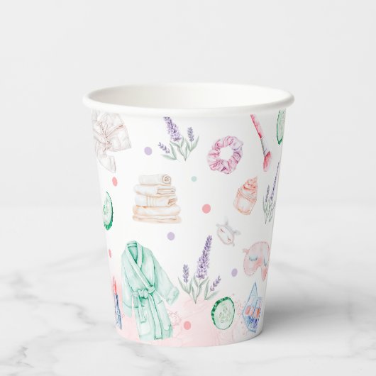 Spa Party Meisje Verjaardag Papieren Bekers (Achterkant)