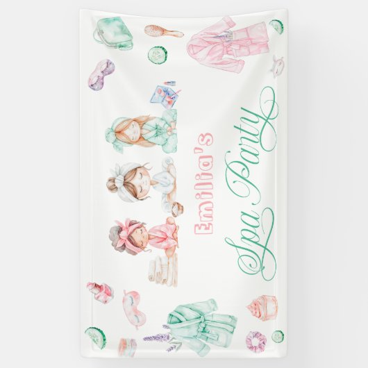 Spa Party Meisje Verjaardag Spandoek (Verticaal)