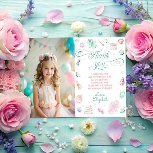 Spa Party Meisje Verjaardagsfoto Dank u kaart