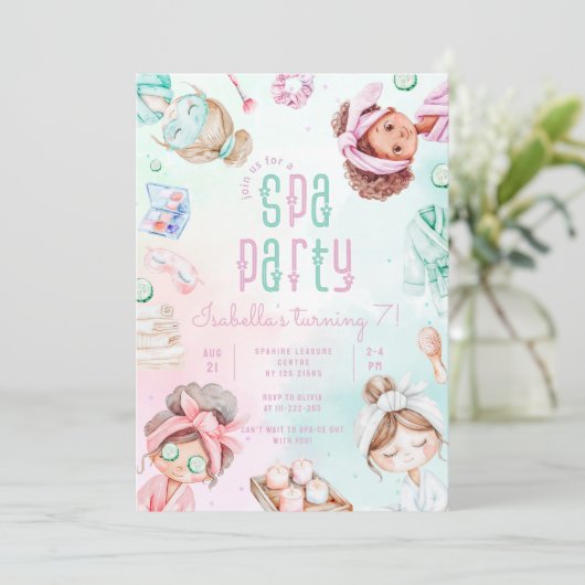 Spa party meisjes Glam Verjaardagsfeest Kaart (Staand voorkant)