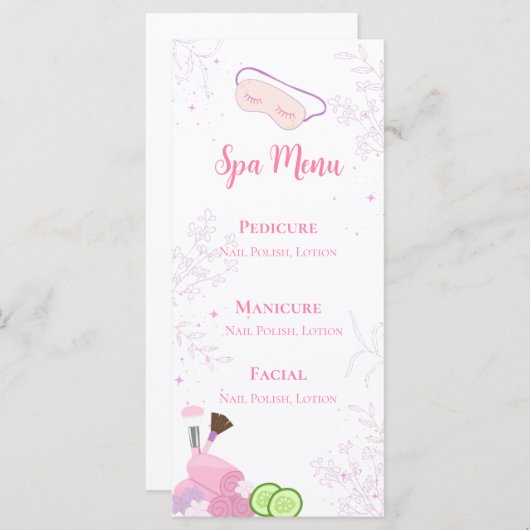 Spa Party Menu (Voorkant / Achterkant)