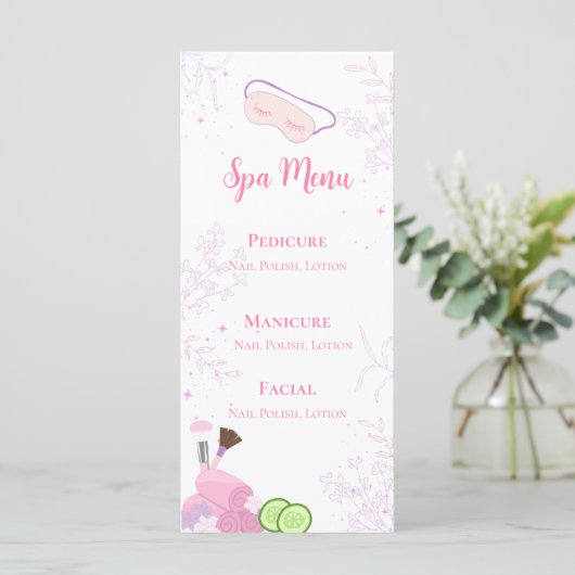 Spa Party Menu (Staand voorkant)