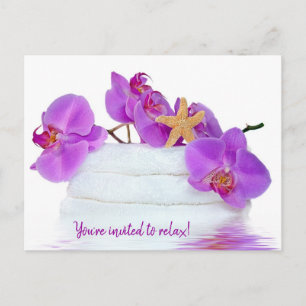 Spa Party met Orchideeën Uitnodiging Briefkaart