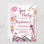 Spa Party nodiging, bewerkbare verjaardag elke lee Kaart (Voorkant)