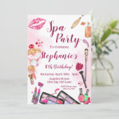 Spa Party nodiging, bewerkbare verjaardag elke lee Kaart (Staand voorkant)