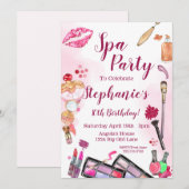 Spa Party nodiging, bewerkbare verjaardag elke lee Kaart (Voorkant / Achterkant)