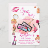 Spa Party nodiging, bewerkbare verjaardag elke lee Kaart (Voorkant / Achterkant)