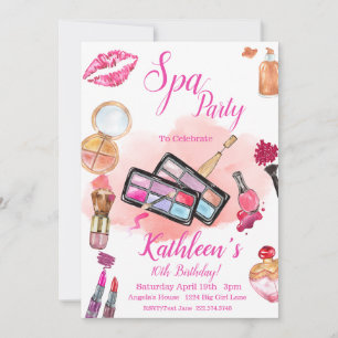 Spa Party nodiging, bewerkbare verjaardag elke lee Kaart