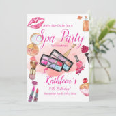 Spa Party nodiging, bewerkbare verjaardag elke lee Save The Date (Staand voorkant)