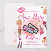 Spa Party nodiging, bewerkbare verjaardag elke lee Save The Date (Voorkant / Achterkant)