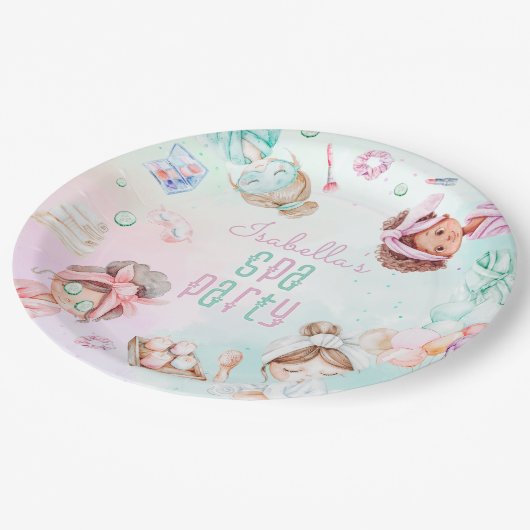 Spa party Pamper party pastel Verjaardagsfeest Papieren Bordje (Gekanteld)