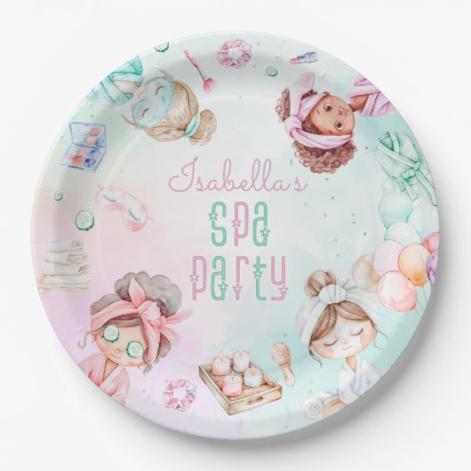 Spa party Pamper party pastel Verjaardagsfeest Papieren Bordje (Voorkant)