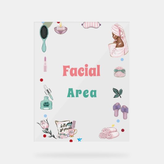 Spa Party Pamper Verjaardag gezichtsveld Teken Acryl Bord (Voorkant)