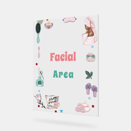 Spa Party Pamper Verjaardag gezichtsveld Teken Acryl Bord (Hoek)