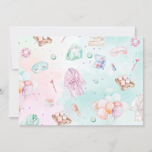 Spa party Pastel Glam Foto Verjaardagsfeest Kaart (Achterkant)
