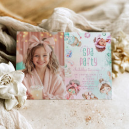 Spa party Pastel Glam Foto Verjaardagsfeest Kaart