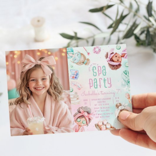 Spa party Pastel Glam Foto Verjaardagsfeest Kaart