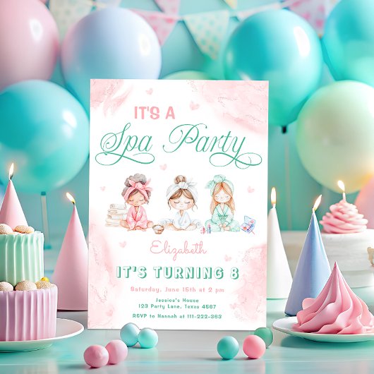 Spa Party Pastel Kids Verjaardag Kaart