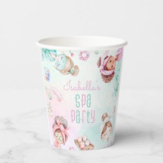 Spa party pastel meisje Verjaardagsfeest Papieren Bekers (Achterkant)
