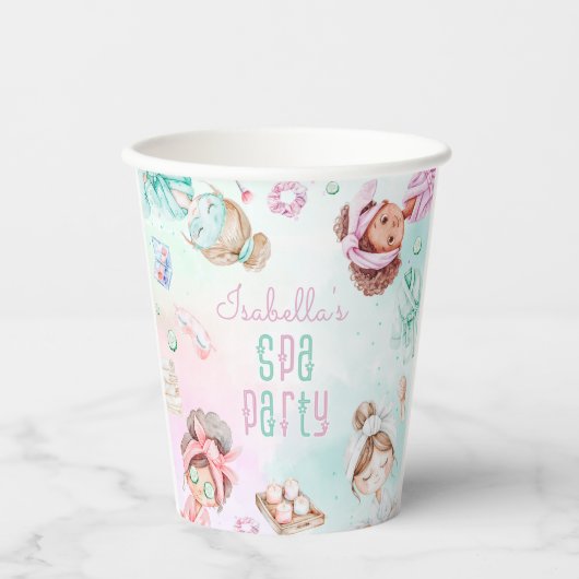 Spa party pastel meisje Verjaardagsfeest Papieren Bekers (Voorkant)