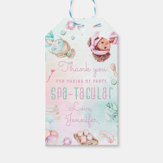 Spa party Pastel Spatacular Verjaardag Bedankt Cadeaulabel (Voorkant)