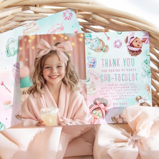 Spa Party Pastel Verjaardag Foto Dank u Kaart
