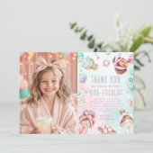 Spa Party Pastel Verjaardag Foto Dank u Kaart (Staand voorkant)