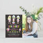 Spa Party Photo Birthday Invitation Kaart (Staand voorkant)