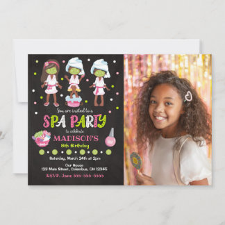Spa Party Photo Birthday Invitation Kaart