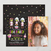 Spa Party Photo Birthday Invitation Kaart (Voorkant / Achterkant)